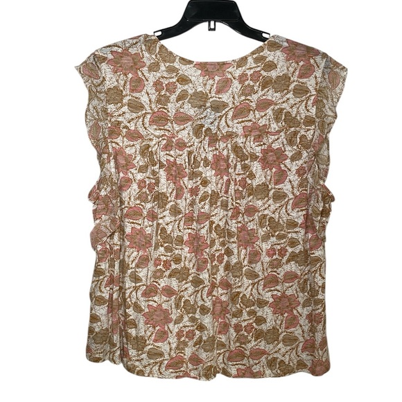 Lucky Brand cream with brown floral print top sz 3X - Picture 4 of 6